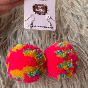 Puff Pom Pom Earrings